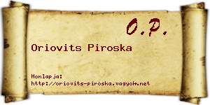 Oriovits Piroska névjegykártya